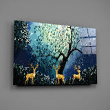 Golden Deers Glass Wall Art