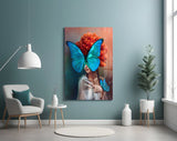 Butterfly Woman Glass Wall Art