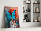 Butterfly Woman Glass Wall Art