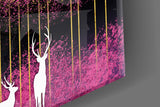 Birds and Deers Glass Wall Art