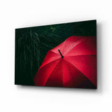 Red Umbrella Glass Wall Art