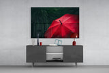 Red Umbrella Glass Wall Art