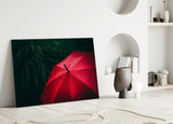 Red Umbrella Glass Wall Art