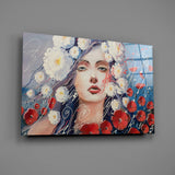 Women and Flowers Glass Wall Art