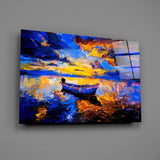 Dark Blue Sunset Glass Wall Art