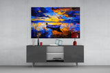 Dark Blue Sunset Glass Wall Art