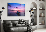 Sunset on the Boat Glass Wall Art