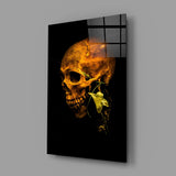 Flower and Skull Glass Wall Art