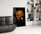 Flower and Skull Glass Wall Art