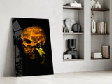 Flower and Skull Glass Wall Art