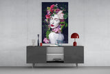 Flower and Woman Glass Wall Art