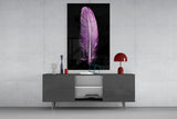 Purple Feather Glass Wall Art