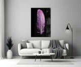 Purple Feather Glass Wall Art