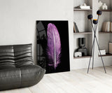 Purple Feather Glass Wall Art