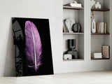 Purple Feather Glass Wall Art