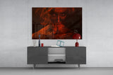 Red Smoke and Woman Glass Wall Art