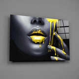 Yellow and Woman Glass Wall Art