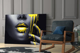 Yellow and Woman Glass Wall Art