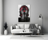 Woman and Red Glass Wall Art