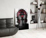 Woman and Red Glass Wall Art