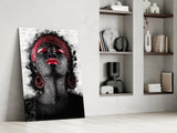 Woman and Red Glass Wall Art