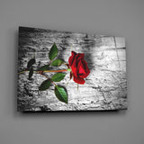 Red Rose Glass Wall Art