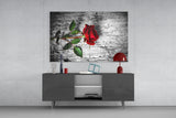 Red Rose Glass Wall Art