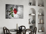 Red Rose Glass Wall Art