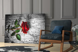 Red Rose Glass Wall Art