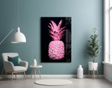 Pink Pineapple Glass Wall Art