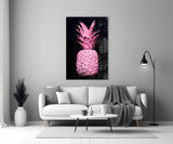 Pink Pineapple Glass Wall Art