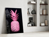 Pink Pineapple Glass Wall Art