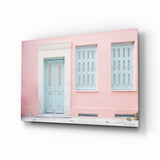 Maison rose Impression sur verre