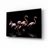 Flamingos Glass Wall Art