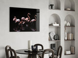 Flamingos Glass Wall Art