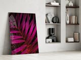 Purple Leaf Glass Wall Art