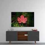 Pink Leaf Glass Wall Art