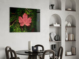 Pink Leaf Glass Wall Art