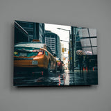 Rain in the City Glass Wall Art