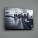 Gray City Landscape Glass Wall Art