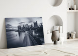 Gray City Landscape Glass Wall Art