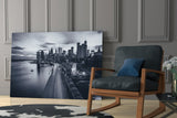 Gray City Landscape Glass Wall Art