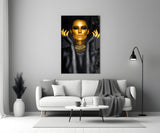 Gold Woman Glass Wall Art