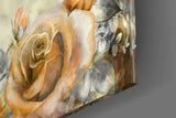 Yellow Rose and Woman Glass Wall Art