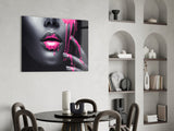 Pink Painted Woman Glass Wall Art