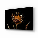 Golden Flower Glass Wall Art