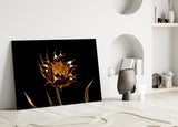 Golden Flower Glass Wall Art