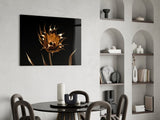 Golden Flower Glass Wall Art