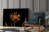 Golden Flower Glass Wall Art