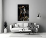 Gold Woman Glass Wall Art